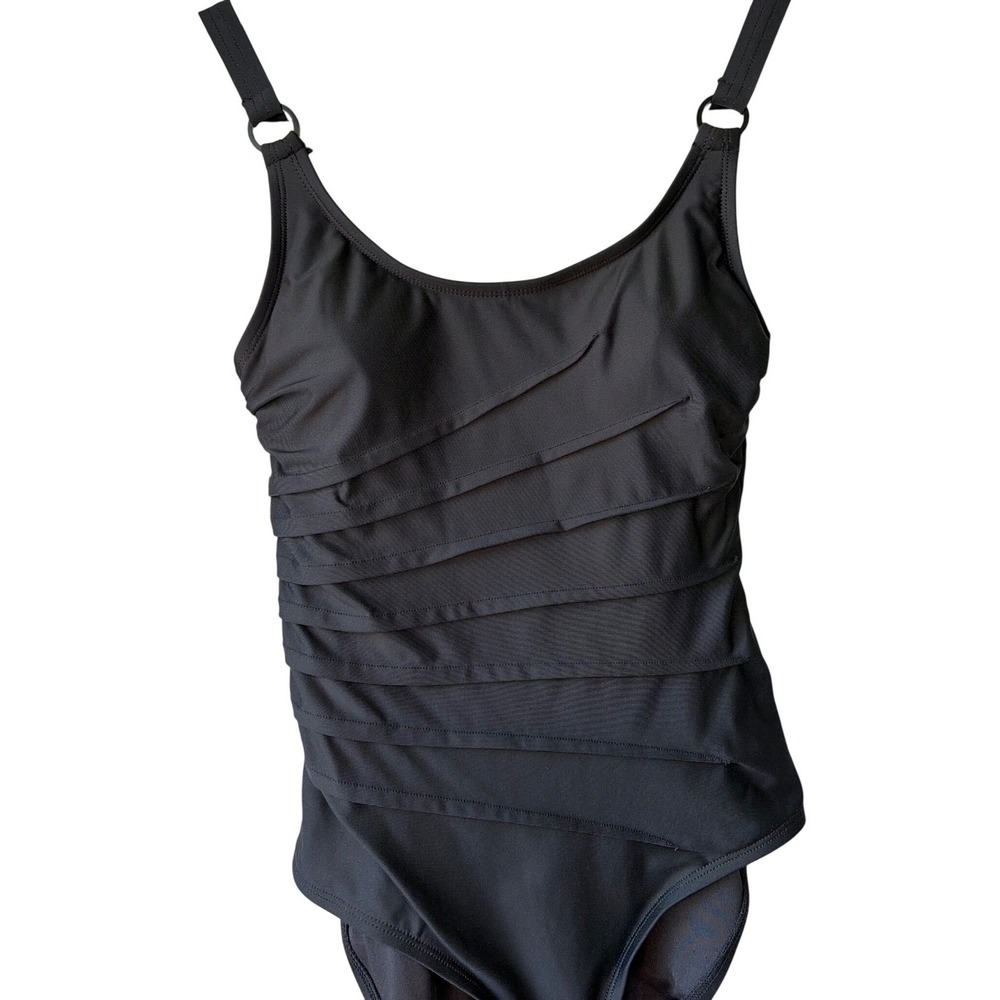 DKNY Womens Black Starburst One Piece Swimsuit Adjustable Straps Small - Picture 5 of 9
